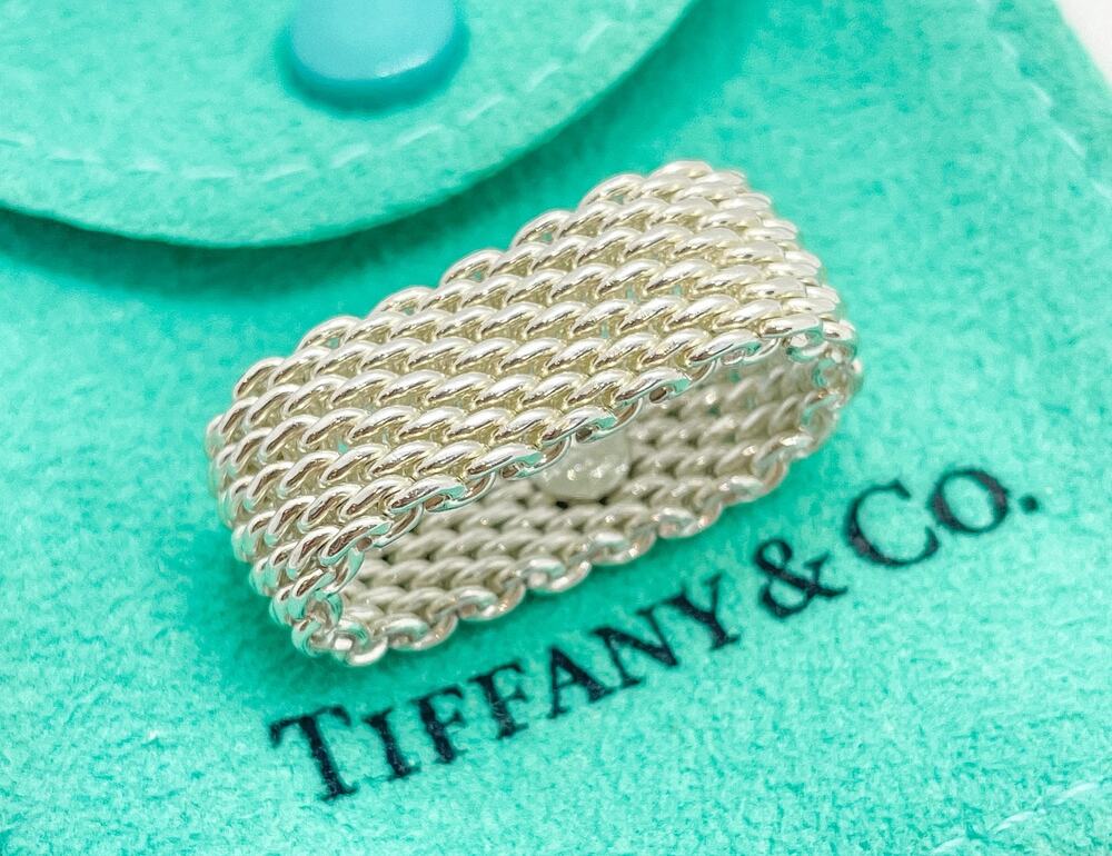 Tiffany & Co. Sterling Silver Somerset Mesh Weave Ring – Size 7